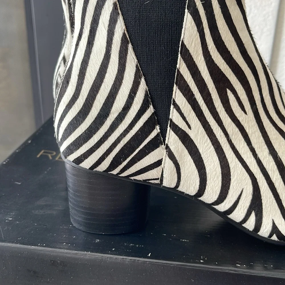 Rebecca Minkoff Zebra Animal Print Low Heel Izettetoo Boots size 10 - Picture 5 of 6